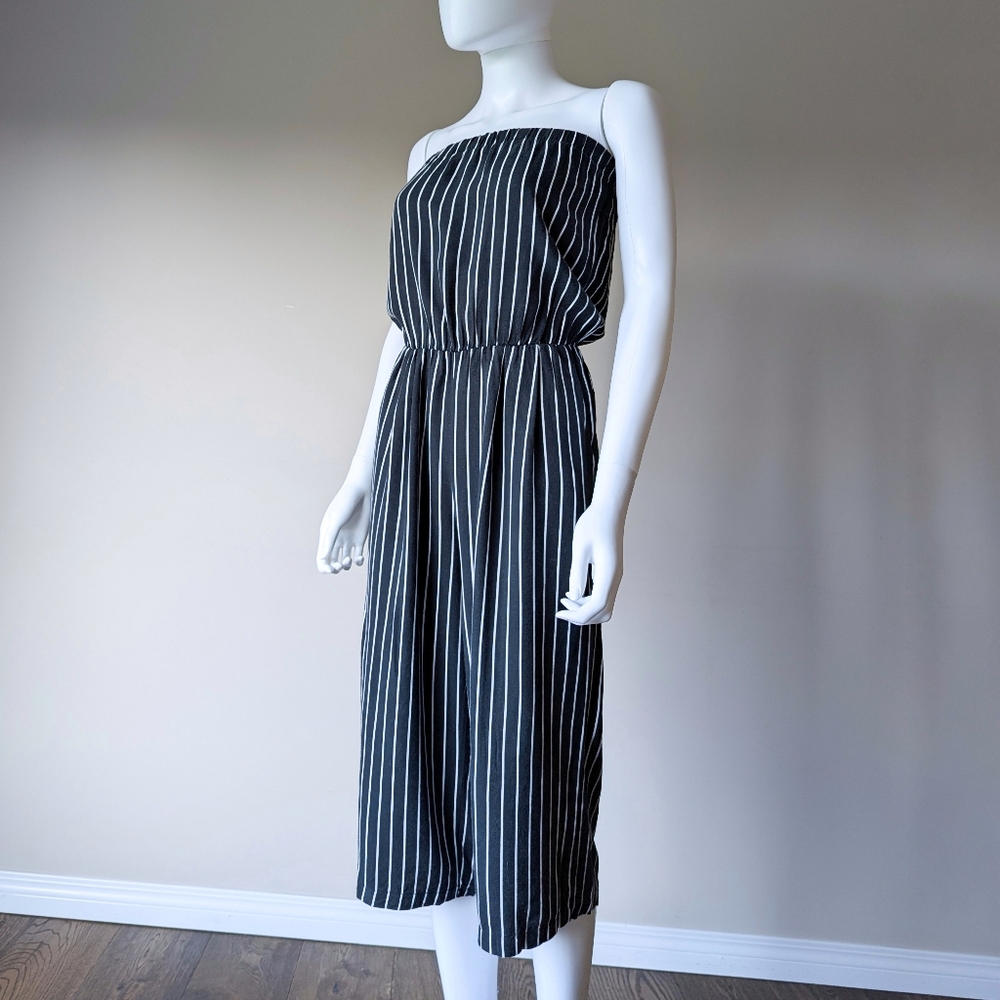 Don't Ask Why Striped Jumpsuit - Black & White